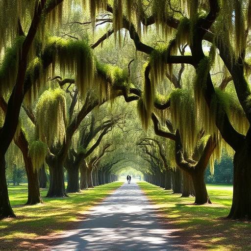 A detailed view of the path at Wormsloe Plantation.